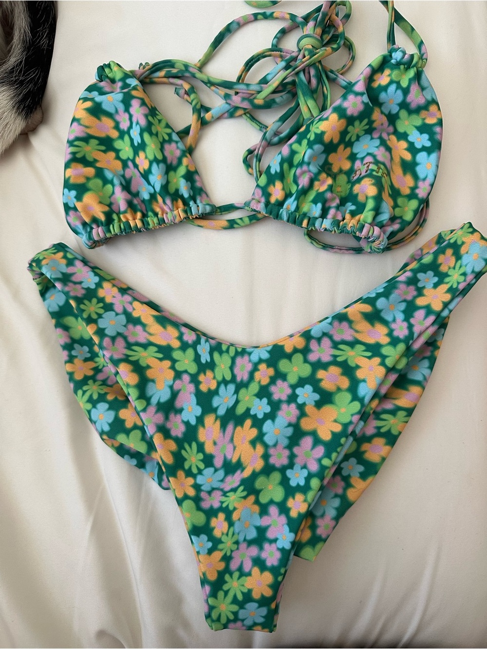 Skatie Green Floral Print Alice top bikini